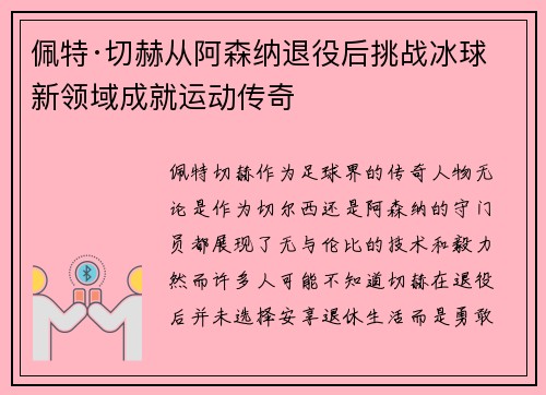 佩特·切赫从阿森纳退役后挑战冰球新领域成就运动传奇 佩特·切赫从阿森纳退役后挑战冰球新领域成就运动传奇